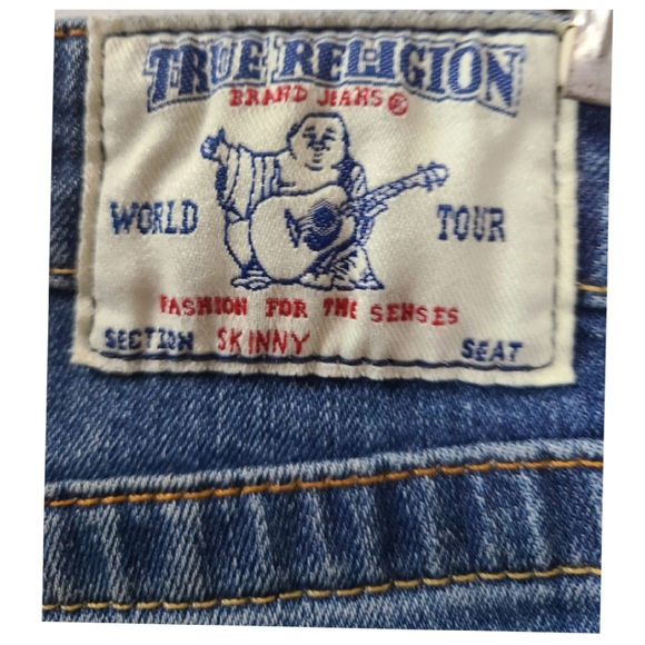 TRUE RELIGION VINTAGE SKINNY OLD MULTI  BUMM JEANS - Picture 3 of 5